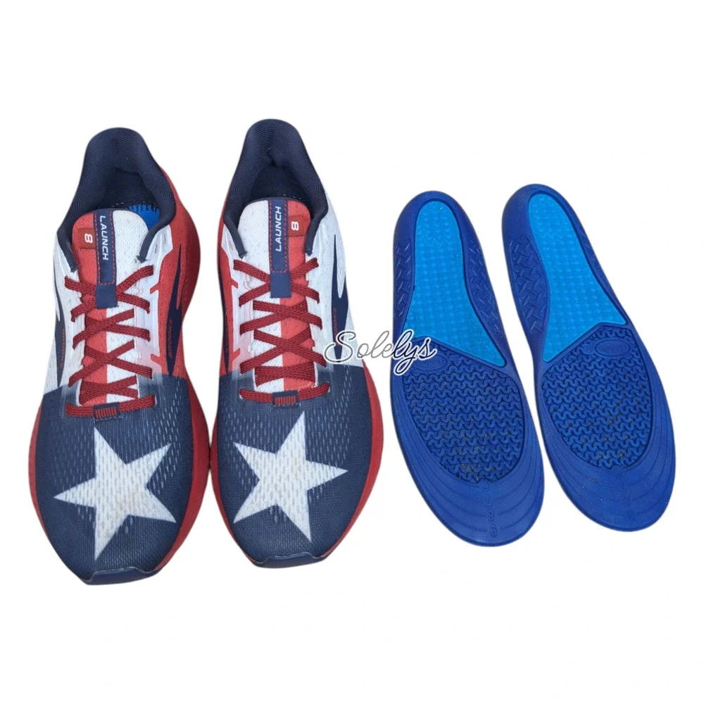 Brooks Launch 8 Texas Star Flag Red White and Blue Running Sneaker Womens 10 - Picture 9 of 12
